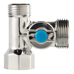 Кран шаровой латунный Valtec 1/2 ВР(г) х 3/4 НР(ш) х 1/2 НР(ш) к бытовой технике проходной бабочка трехходовой (VT.256.N.04) - фото 5