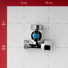 Кран шаровой латунный Valtec 1/2 ВР(г) х 3/4 НР(ш) х 1/2 НР(ш) к бытовой технике проходной бабочка трехходовой (VT.256.N.04) - фото 3