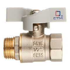 Кран шаровой латунный СТМ 1/2 ВР(г) х 1/2 НР(ш) бабочка прямой - фото 2