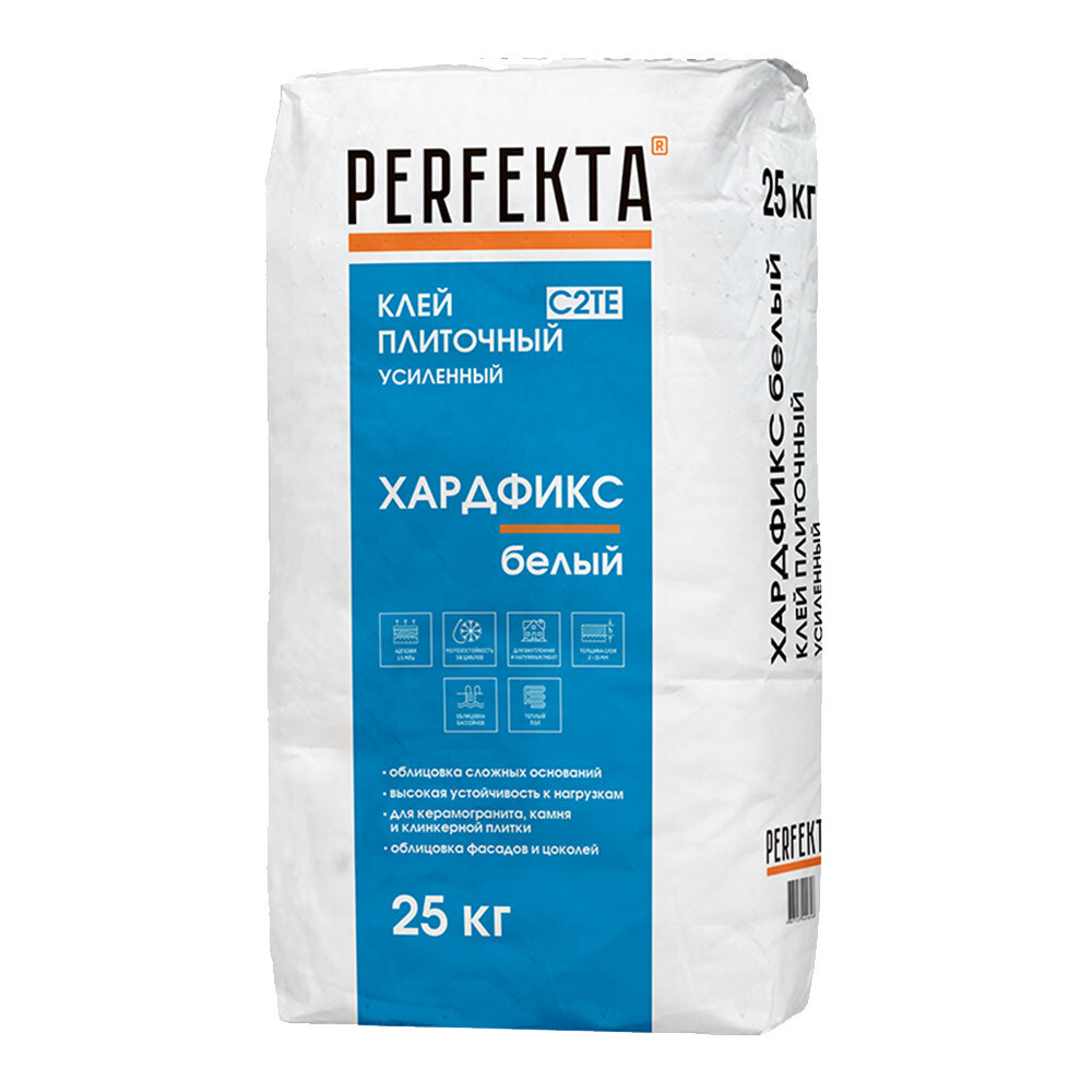 Изображение товара Клей для плитки и керамогранита Perfekta Хардфикс белый 25 кг C2 T морозостойкий для наружных и вну