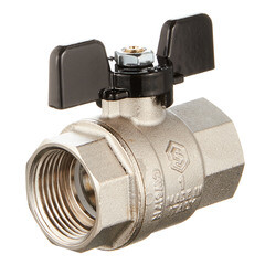 Кран шаровой латунный Stout 1 ВР(г) х 1 ВР(г) бабочка прямой (SVB-0002-000025) - фото 1