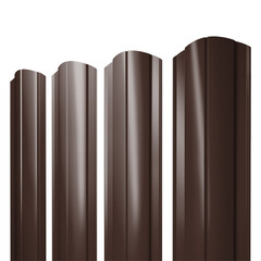 Евроштакетник двухсторонний круглый 0,45 мм 128х1500 мм коричневый RAL 8017 фигурный срез
