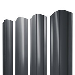 Евроштакетник односторонний круглый 0,45 мм 128х1500 мм графитовый серый RAL 7024 фигурный срез