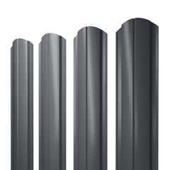 Евроштакетник односторонний полукруглый slim 0,45 мм 100х1800 мм графитовый серый RAL 7024 фигурный срез