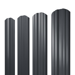 Евроштакетник двухсторонний twin 0,45 мм 100х1500 мм графитовый серый RAL 7024 фигурный срез