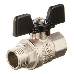 Изображение товара Кран шаровой латунный Stout 1/2 ВР(г) х 1/2 НР(ш) бабочка прямой (SVB-0004-000015)