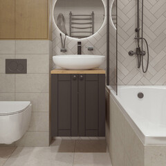 Тумба под раковину со столешницей 1Marka Organic 50 см подвесная монолит дарк (Ц0000030774) - фото 10