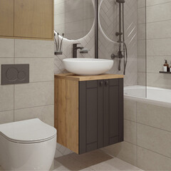 Тумба под раковину со столешницей 1Marka Organic 50 см подвесная монолит дарк (Ц0000030774) - фото 11