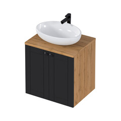 Изображение товара Тумба под раковину со столешницей 1Marka Organic 60 см подвесная монолит дарк (Ц0000031350)