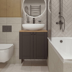 Тумба под раковину со столешницей 1Marka Organic 60 см подвесная монолит дарк (Ц0000031350) - фото 10