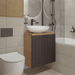 Тумба под раковину со столешницей 1Marka Organic 60 см подвесная монолит дарк (Ц0000031350) - фото 11