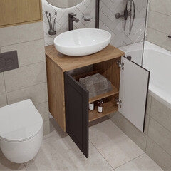 Тумба под раковину со столешницей 1Marka Organic 60 см подвесная монолит дарк (Ц0000031350) - фото 12