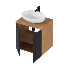 Тумба под раковину со столешницей 1Marka Organic 60 см подвесная монолит дарк (Ц0000031350) - фото 13