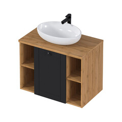 Изображение товара Тумба под раковину со столешницей 1Marka Organic 80 см подвесная монолит дарк (Ц0000031351)