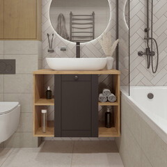 Тумба под раковину со столешницей 1Marka Organic 80 см подвесная монолит дарк (Ц0000031351) - фото 10