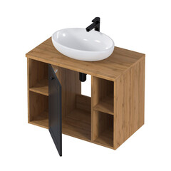 Тумба под раковину со столешницей 1Marka Organic 80 см подвесная монолит дарк (Ц0000031351) - фото 13