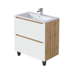 Изображение товара Тумба под раковину Маркастрой Line 85 см напольная дуб вотан/белая (Ц0000041929)