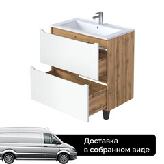 Тумба под раковину Маркастрой Line 85 см напольная дуб вотан/белая (Ц0000041929) - фото 5