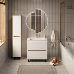 Тумба под раковину Маркастрой Line 85 см напольная дуб вотан/белая (Ц0000041929) - фото 11