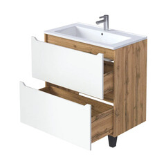 Тумба под раковину Маркастрой Line 85 см напольная дуб вотан/белая (Ц0000041929) - фото 14