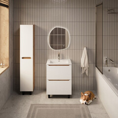 Тумба под раковину Маркастрой Line 75 см напольная дуб вотан/белая (Ц0000041927) - фото 11