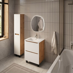 Тумба под раковину Маркастрой Line 75 см напольная дуб вотан/белая (Ц0000041927) - фото 12