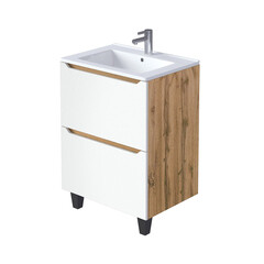 Тумба под раковину Маркастрой Line 65 см напольная дуб вотан/белая (Ц0000041925) - фото 1