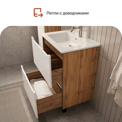 Тумба под раковину Маркастрой Line 65 см напольная дуб вотан/белая (Ц0000041925) - фото 10