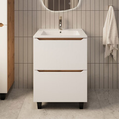 Тумба под раковину Маркастрой Line 65 см напольная дуб вотан/белая (Ц0000041925) - фото 13