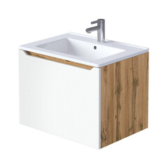 Тумба под раковину Маркастрой Line 75 см подвесная дуб вотан/белая (Ц0000041928) - фото 1