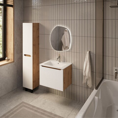 Тумба под раковину Маркастрой Line 65 см подвесная дуб вотан/белая (Ц0000041926) - фото 12