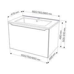 Тумба под раковину Маркастрой Line 65 см подвесная дуб вотан/белая (Ц0000041926) - фото 15