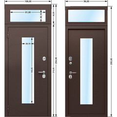 Дверь входная Ferroni Гарда левая антик медь - антик медь с фрамугой 960х2500 мм со стеклопакетом - фото 2