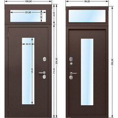 Дверь входная Ferroni Гарда левая антик медь - антик медь с фрамугой 860х2500 мм со стеклопакетом - фото 2