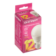 Лампа светодиодная Онлайт E27 2700К 12 Вт 1200 Лм 220-240 В шар G45 матовая - фото 4
