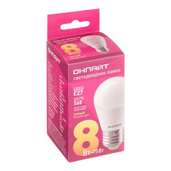 Лампа светодиодная Онлайт E27 2700К 8 Вт 560 Лм 220-240 В шар G45 матовая - фото 3
