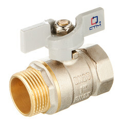 Кран шаровой латунный СТМ 1 ВР(г) х 1 НР(ш) бабочка прямой - фото 1