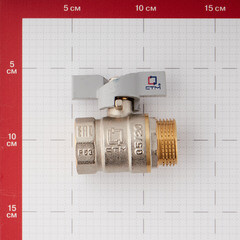 Кран шаровой латунный СТМ 1 ВР(г) х 1 НР(ш) бабочка прямой - фото 6