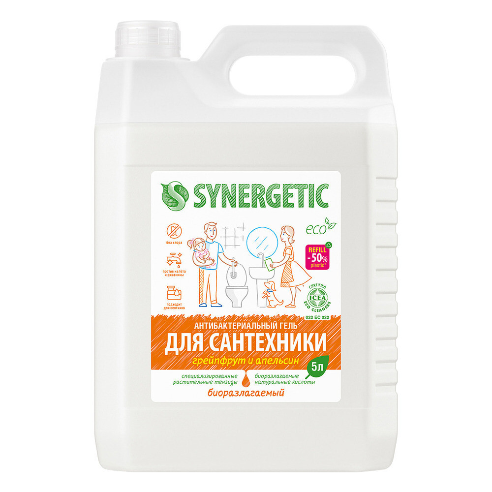 Изображение товара Synergetic 5 в 1 средство для сантехники Грейпфрут и апельсин 5 л