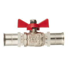 Кран шаровой латунный Valtec 16(пресс) х 16(пресс) для металлопластиковых труб бабочка прямой (VT.243.N.1616) - фото 6