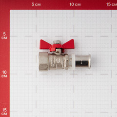 Кран шаровой латунный Valtec 16(пресс) x 1/2 ВР(г) для металлопластиковых труб бабочка прямой (VT.242.N.1604) - фото 5