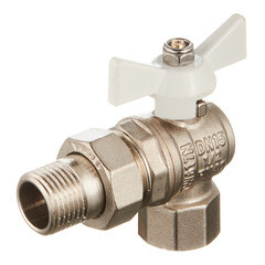 Изображение товара Кран шаровой латунный Valtec Base 1/2 ВР(г) х 1/2 НР(ш) бабочка с полусгоном угловой (VT.228.NW.04)