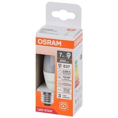 Лампа светодиодная Osram E27 4000К 7 Вт 600 Лм 170-250 В свеча В60 матовая - фото 9