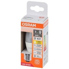 Лампа светодиодная Osram E27 2700К 7 Вт 600 Лм 170-250 В свеча В60 матовая - фото 9
