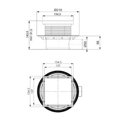 Трап душевой горизонтальный Bettoserb Simply Perfect с комбинированным затвором 150х150 мм d50 мм (13000088B) - фото 2