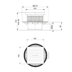 Трап душевой горизонтальный Bettoserb Superior Quadro с комбинированным затвором 150х150 мм d50 мм решетка из нержавеющей стали (14702509) - фото 2