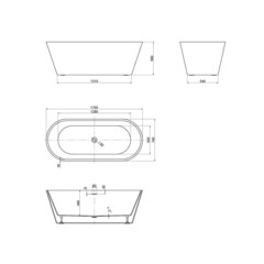 Ванна акриловая Abber 170х74 см отдельностоящая с ножками (AB9268-1.7) - фото 2
