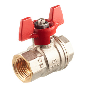 Кран шаровой латунный Oventrop Optibal (1076104) 1/2 ВР(г) х 1/2 ВР(г) полнопроходной бабочка прямой