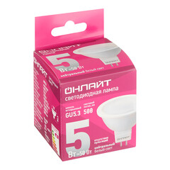 Лампа светодиодная Онлайт GU5.3 4000К 5 Вт 375 Лм 220-240 В рефлектор MR16 матовая - фото 3