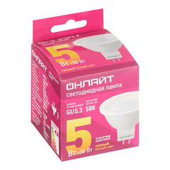 Лампа светодиодная Онлайт GU5.3 3000К 5 Вт 350 Лм 220-240 В рефлектор MR16 матовая - фото 3